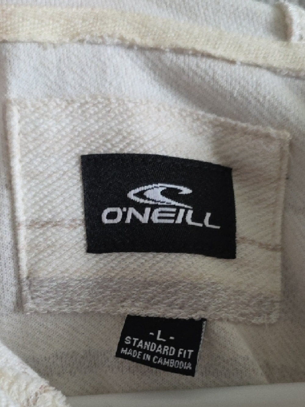 O'Neill Cream and Light Gray Striped Hooded Pullover - Picture 2 of 4
